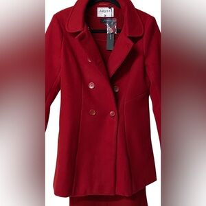 Allegra K Red Double Breasted Pea Coat NWT!